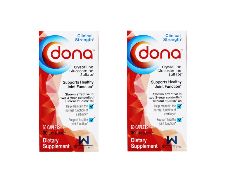 [Australia] - Dona Crystalline Glucosamine Sulfate, 750 Mg, Joint Supplement Pills for Knee Comfort & Joint Health Support, 750 Mg, 60 Count (2 Pack). 