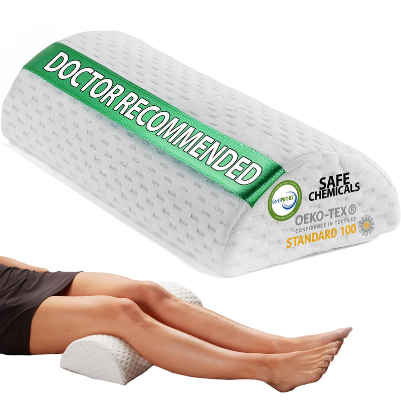 [Australia] - ComfiLife Knee Pillow for Back Sleeping – 100% Memory Foam Bolster Pillow for Legs – Under Knee Pillow for Sleeping on Back – Leg & Hip Pain Relief for Side Sleepers – Half Moon Pillow 