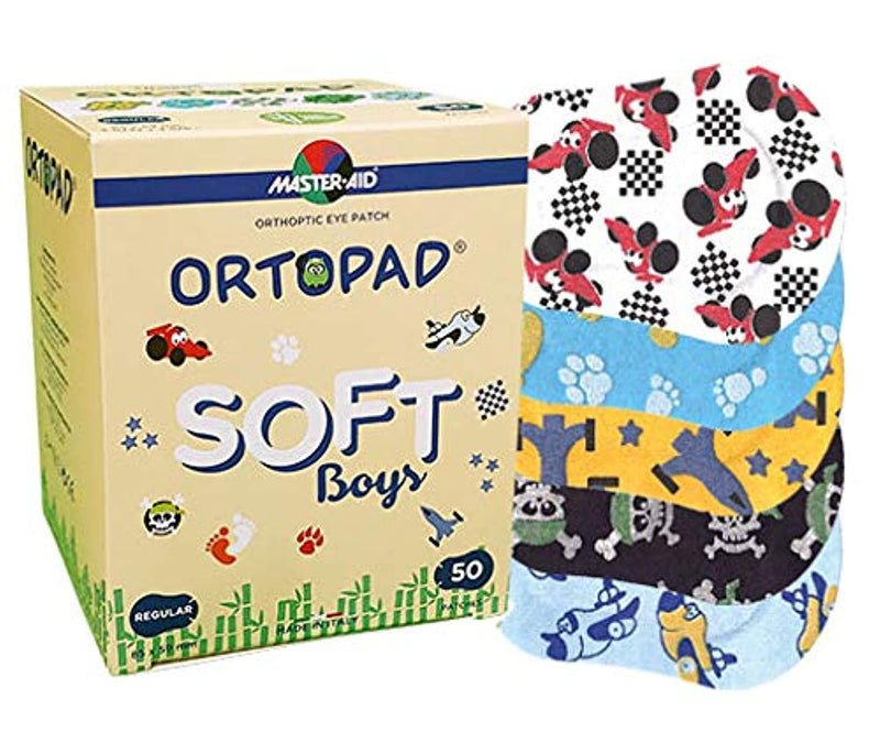 [Australia] - Ortopad® Soft Bamboo Boys Eye Patches, 50/Box (Regular Size, 4+ yrs) Textured Accents 50 Count (Pack of 1) 