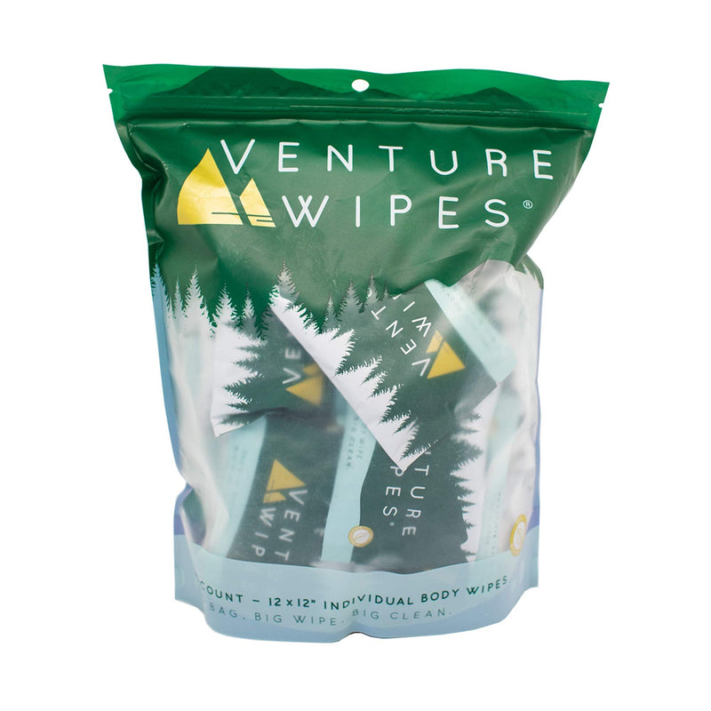 [Australia] - Venture Wipes Tea Tree Oil Body Wipes - Adventure Wipes for Adults - Biodegradable Cleansing Wipes with Aloe and Vitamin E - Camping Essentials - Individually Wrapped Body Wipes - 25 Count Bag 