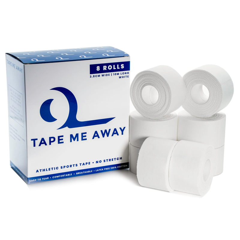 [Australia] - (8-Pack) Athletic Tape | Easy Tear | Strong | Medical Wrap | Support | Zinc Oxide | 1.5 inch x 33 ft 1.5 Inch, 33ft long, 8 rolls 