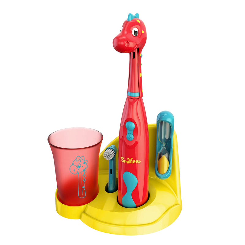[Australia] - Brusheez® Kids’ Electric Toothbrush Set - Safe & Effective for Ages 3+ - Parent Tested & Approved with Gentle Bristles, 2 Brush Heads, Rinse Cup, 2-Minute Timer, & Storage Base (Pepper the Dino) Pepper The Dino 