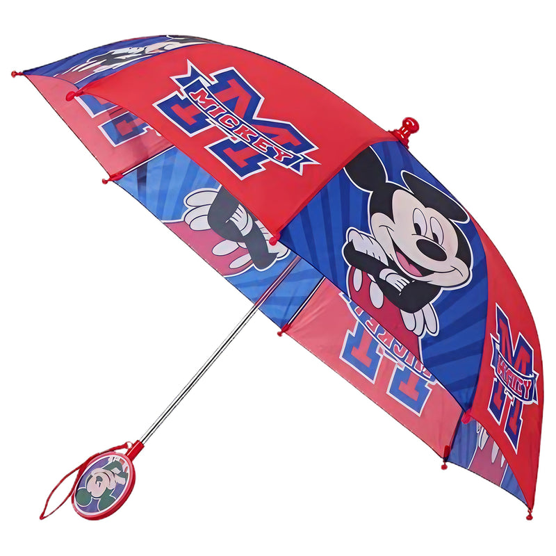 Disney Kids Umbrella, Lightning or Mickey Mouse Toddler and Little Boy Rain Wear for Ages 3-6 Red/Blue