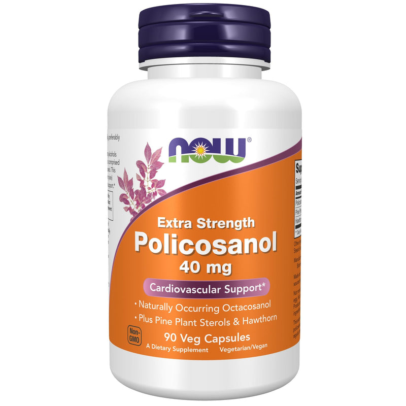 [Australia] - NOW Foods Supplements, Policosanol 40mg with Pine Plant Sterols and Hawthorn, Extra Strength, 90 Veg Capsules 