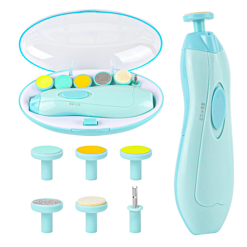 [Australia] - Baby Nail Trimmer Electric, Lupantte Safe Baby Nail File, Baby Nail Clippers with Light and 6 Grinding Pads for Newborn Infant Toddler or Adults Toes and Fingernails, Kids Nail Care, Polish and Trim Green 