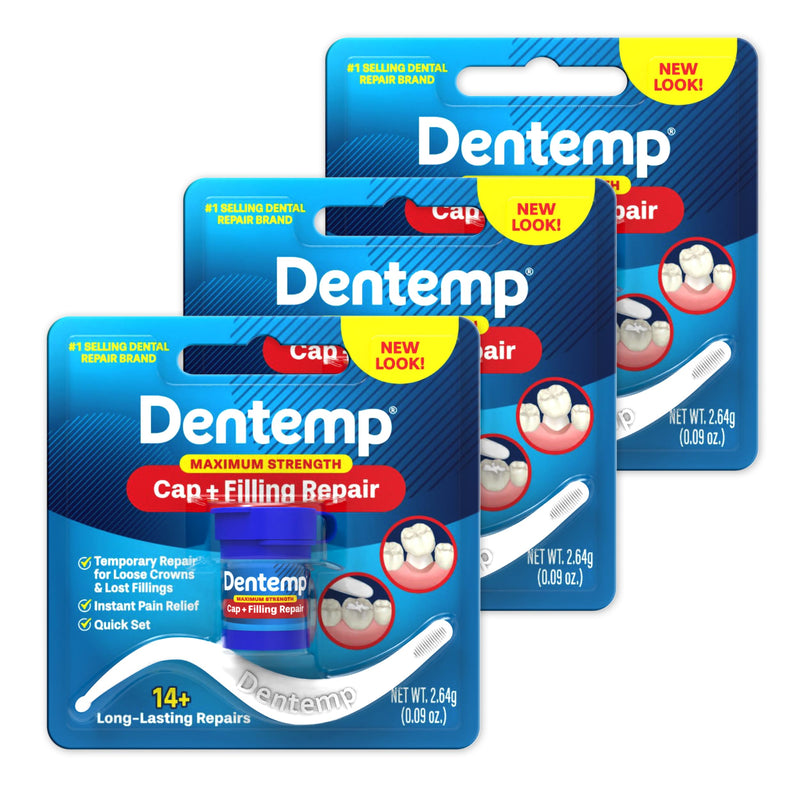 [Australia] - Dentemp Maximum Strength Loose Cap and Lost Filling Repair - Dental Repair Kit for Instant Pain Relief (Pack of 3) 