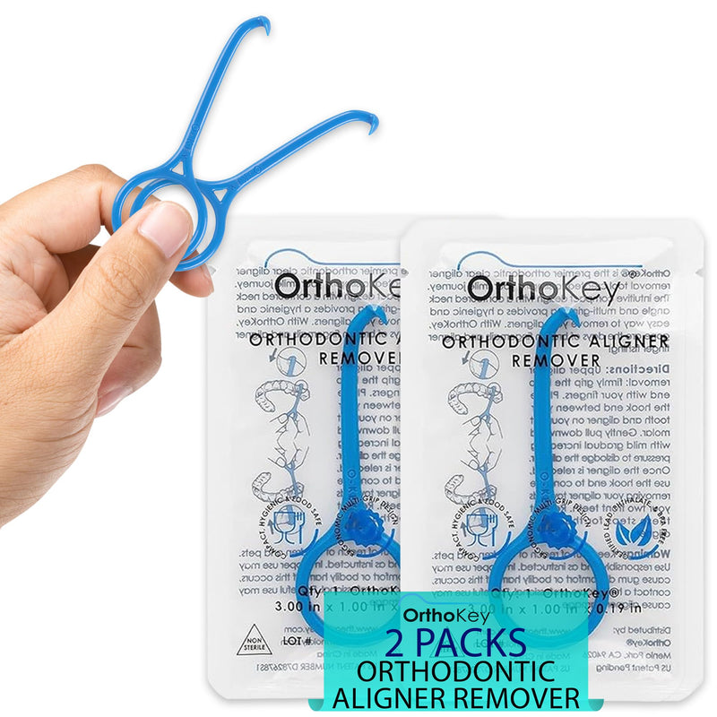 [Australia] - Clear Aligner Removal Tool | Invisible Removable Braces, Denture, Brackets, Retainer Remover Key | Personal Orthodontic Supplies, Dental-Grade for Ortho Cleaning & Travel Use | (2-Pack) Blue 2-Pack 