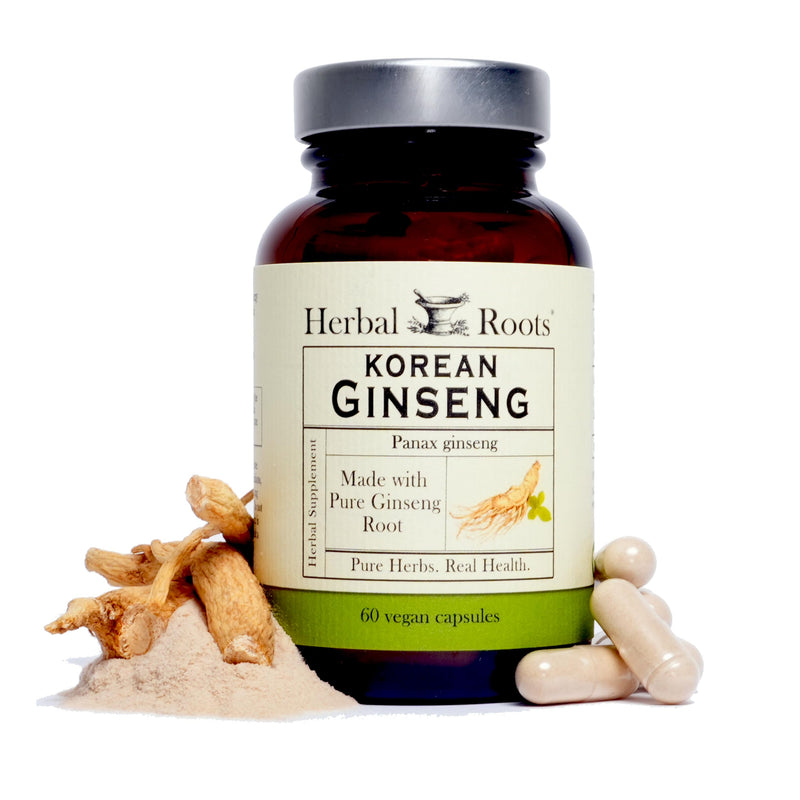 [Australia] - Herbal Roots Panax Ginseng | Organic Korean Ginseng Root Powder | 1000mg | High Ginsenosides for Energy & Performance | 60 Vegan Capsules 