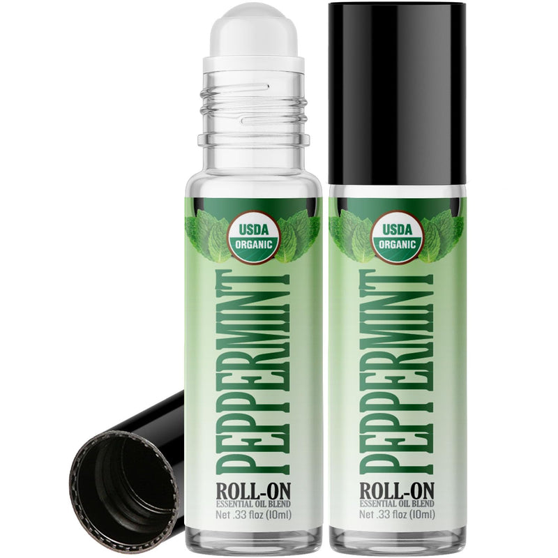 [Australia] - Healing Solutions - 2 Pack Peppermint Essential Oil Organic Roll On Set USDA Roller Pure Topical Body & Foot Care - Peppermint Roll On Essential Oil, Peppermint Roller Organic, Peppermint Oil Rollers 0.33 Fl Oz (Pack of 2) 