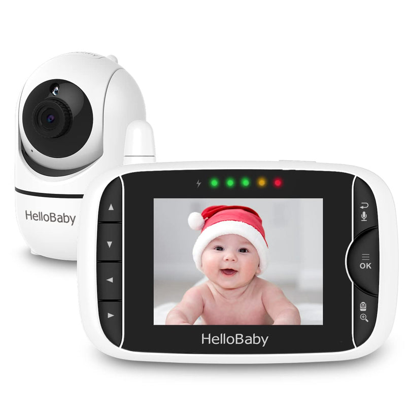 [Australia] - HelloBaby Video Baby Monitor with Remote Camera Pan-Tilt-Zoom, 3.2'' Color LCD Screen, Infrared Night Vision, Temperature Display, Lullaby, Two Way Audio 3.2 inches 