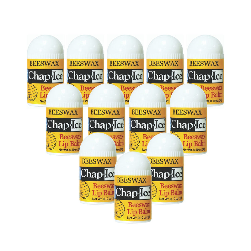 Chap-Ice® | 12-Count Beeswax-based Peppermint Mini Lip Balm - Fortified with Vitamin E for Dry, Cracked Lips | Made in USA