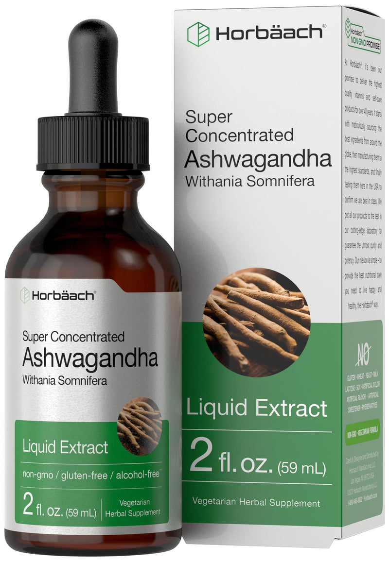 [Australia] - Horbäach Ashwagandha Root Liquid Extract | 2 fl oz | Alcohol Free Tincture | Vegetarian, Non-GMO, Gluten Free Supplement 