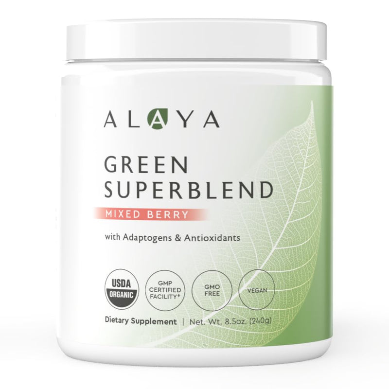 [Australia] - Alaya Organic Super Greens Powder - Premium Green Juice Superfood Supplement Powder - Adaptogens, Antioxidants & Probiotics Blend - USDA Organic, Non-GMO, Vegan - 30 Servings (Mixed Berry) 