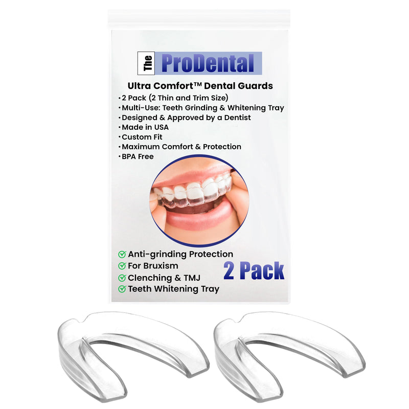 [Australia] - Mouth Guard for Grinding Teeth - 2 Pack, Made in USA, Thin and Trim Anti Grinding Night Guard - Teeth Whitening Dental Tray, Stops Bruxism - Teeth Clenching, No BPA 