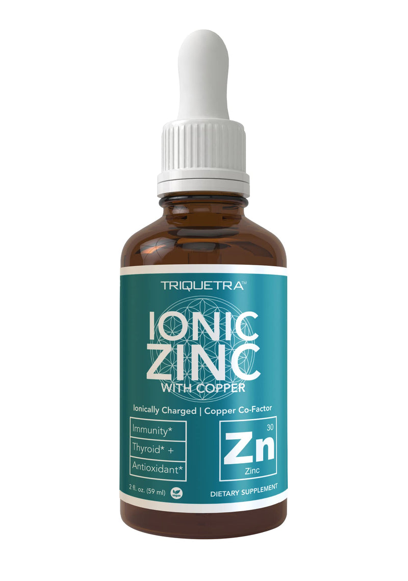 [Australia] - Ionic Zinc Plus Copper Liquid Concentrate 240 Servings, Glass Bottle, Vegan - Balanced Ratio of Zinc Copper - Supports Immunity, Brain Thyroid (2 oz.) 