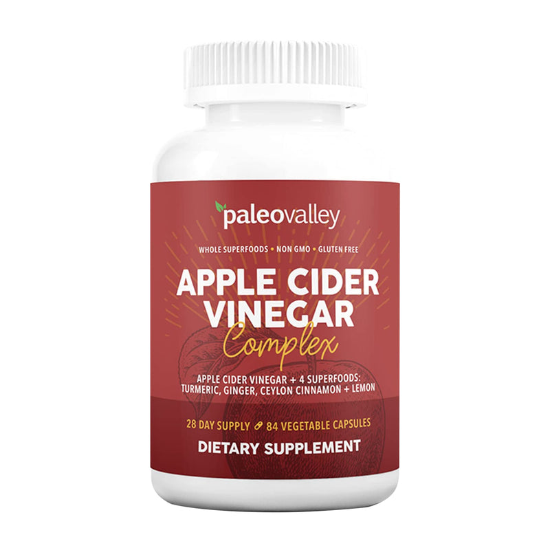 [Australia] - Paleovalley Apple Cider Vinegar Complex with Superfoods - Turmeric, Ginger, Ceylon Cinnamon and Lemon - 84 Vegetable Capsules 84 Count (Pack of 1) 