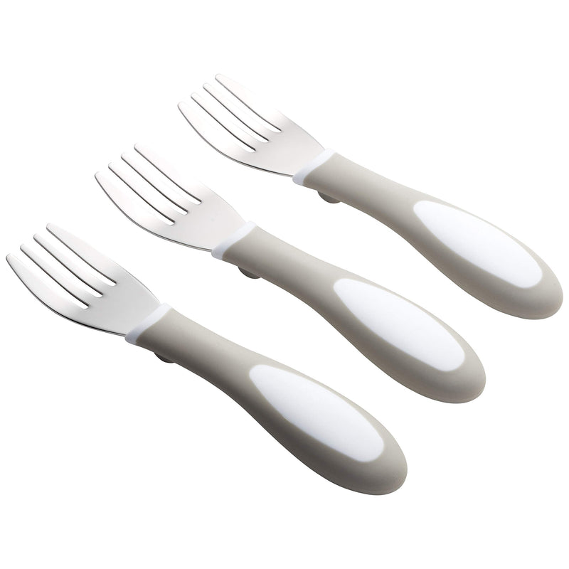 [Australia] - ECR4Kids My First Meal Pal Stainless Steel Forks, Toddler Silverware, White, Light Grey, 3-Pack Fork 