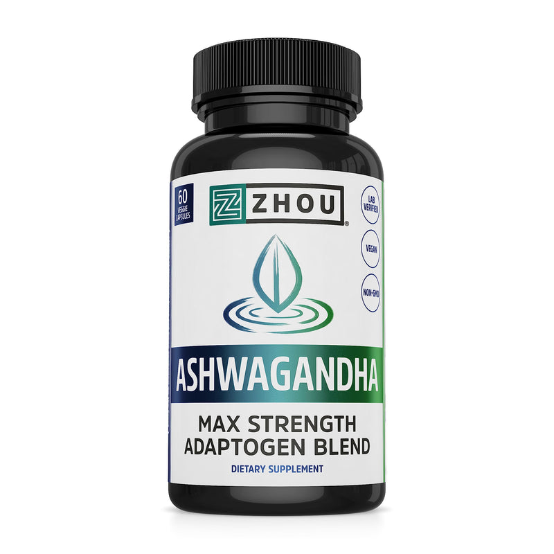 [Australia] - Zhou Nutrition Ashwagandha Capsules, Blend of Rhodiola, Holy Basil, Cordyceps, Reishi & Ashwagandha Supplement, 30 Servings, 60 Capsules 