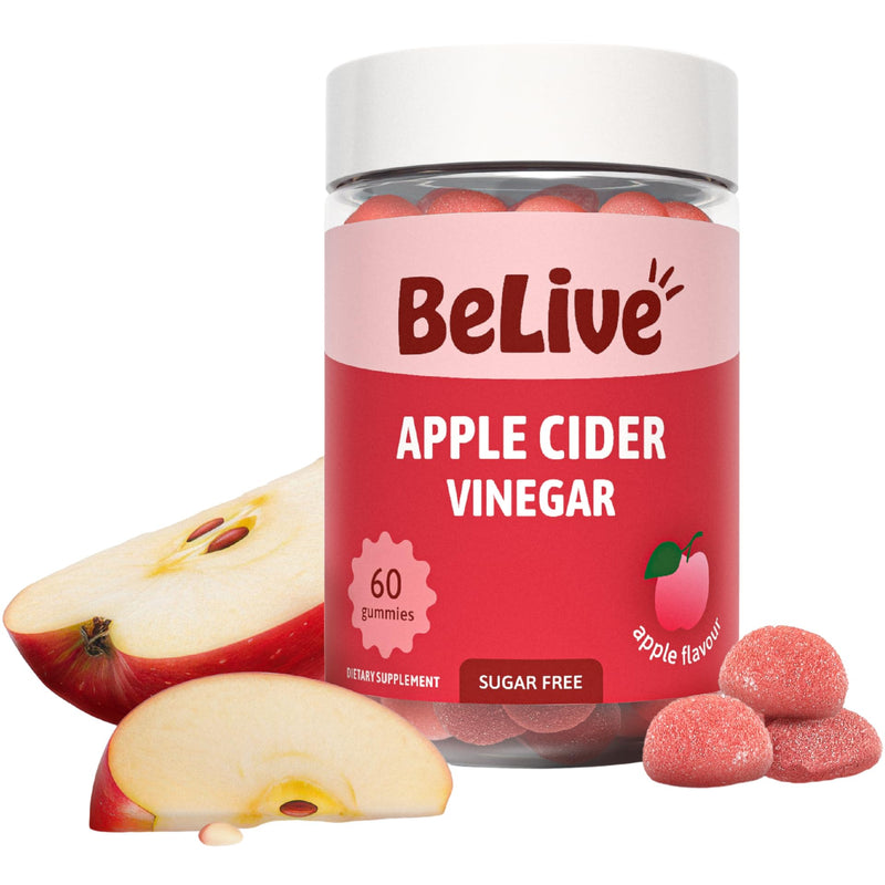 BeLive Apple Cider Vinegar Gummies, 500mg, for Digestive Health, Zero Sugar | ACV Supplement for Digestion Support, Bloating, and Detox, Apple Flavor, Gluten Free, 60 count 60 Count (Pack of 1)