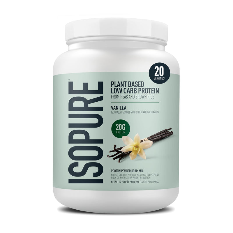 [Australia] - Isopure Plant-Based Protein Powder, Lactose Free, Gluten Free, With Iron, Vanilla, 20g Plant Protein Per Serving, 1.23 Lbs, 20 Servings (Packaging May Vary) 20 Servings (Pack of 1) 