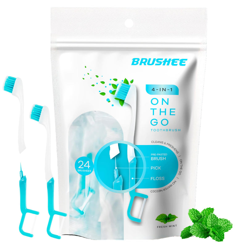 [Australia] - The Evolution of Oral Care | 4-in-1 Tool (Paste + Brush + Floss + Pick) | Individually Wrapped | Disposable | Prepasted Travel Toothbrushes | Small Adult Toothbrush - (24-Pack) 24 Count (Pack of 1) Original 