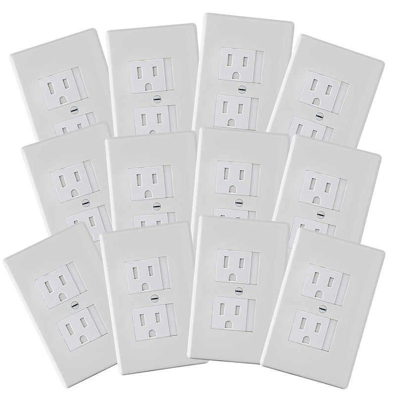 [Australia] - Safety Innovations Self-Closing Babyproof Outlet Covers - (for Center Screw Outlets Only) an Alternative to Wall Socket Plugs for Child Proofing, (12-Pack), (1-Screw), (White) White) 
