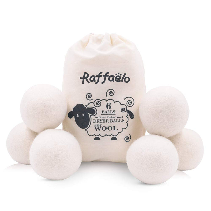 [Australia] - Wool Ball, Wool Dryer Balls XL Premium Reusable Natural Fabric Softener Pet Fur Hair Remover - Set of 6PCS (White) 