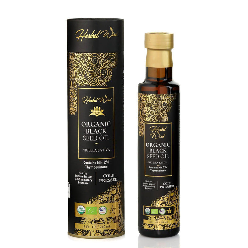 [Australia] - Herbal Wind Black Seed Oil: Cold Pressed USDA Organic Black Seed Oil Liquid - Turkish Nigella Sativa Black Cumin Seed Oil with Min. 2% Thymoquinone for Immune Support, Joint Health and More - 8 Fl Oz 