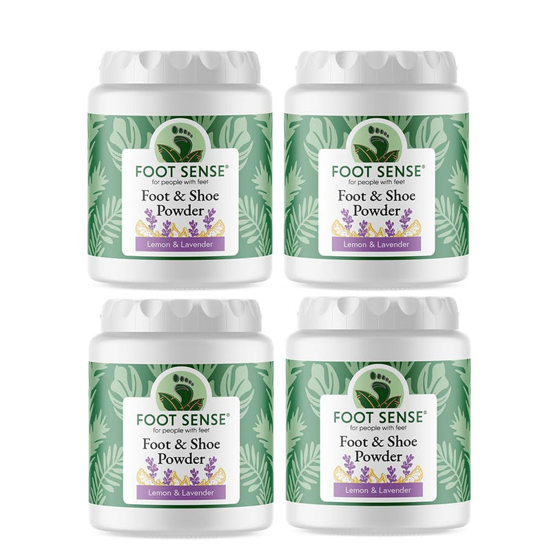 FOOT SENSE All Natural Foot & Shoe Powder, Foot Deodorant, Talc-Free, Odor Eliminator, Disinfects & Deodorizes, Long-Lasting up to 6 Months Safe for Men, Women, Kids, Athletes, 50g (4 Pack)