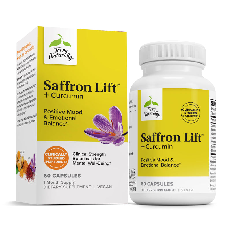 [Australia] - Terry Naturally Saffron Lift + Curcumin - Herbal Supplement with Curcumin - Non-GMO Saffron & Brain Curcumin Capsules - Concentration & Relaxation Support Supplement - 60 Capsules 