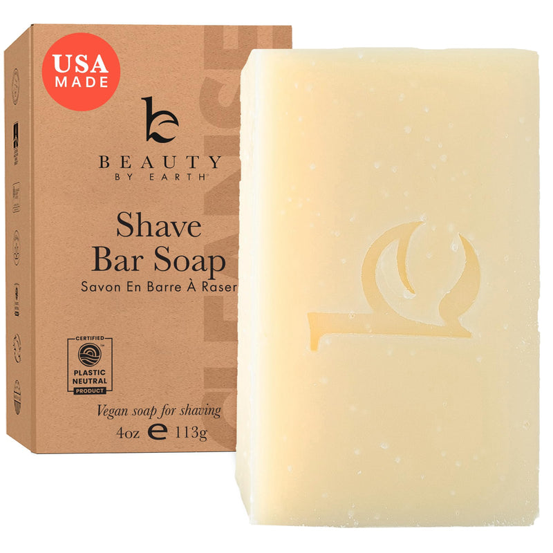 Bar Soap for Shaving - USA Made with Organic & Natural Ingredients, Shave Bar for Women, Vegan Soap with Shea Butter & Coconut Oil, Provides Rich Lather and Reduces Ingrown Hair & Razor Bumps 4 Ounce (Pack of 1)