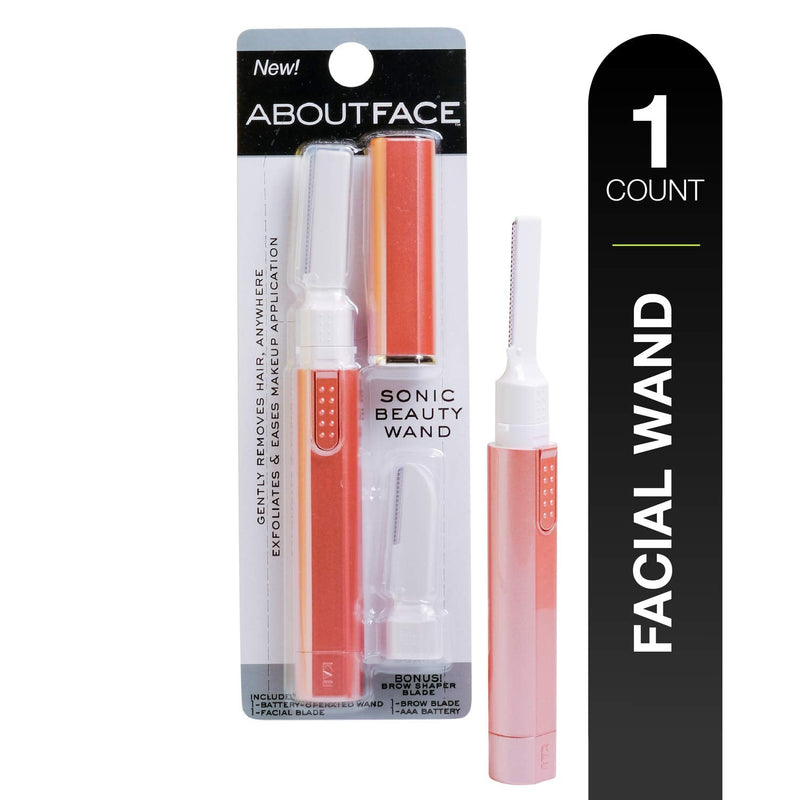 About Face Sonic Beauty Wand - Electric Facial Hair Remover and Bonus Eyebrow Shaper, Ideal for Shaving, Exfoliating and Brow Shaping, Epilator for Men & Women 4 Count (Pack of 1) Beauty Wand Refills