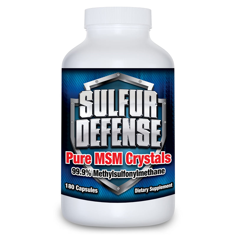 [Australia] - Sulfur Defense Opti-MSM 99.9% Pure MSM Powder Capsules, Made in USA, Organic Methylsulfonylmethane, non-GMO, Gluten-Free, Immune System Booster, Soothes Joint Pain, Younger Skin, Hair, Nails, 180 caps 1 Count (Pack of 180) 
