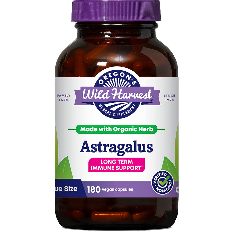 [Australia] - Oregon's Wild Harvest Non-GMO Certified Organic Astragalus Capsules Long Term Immune Support Herbal Supplements-180 Count 180 Count (Pack of 1) 