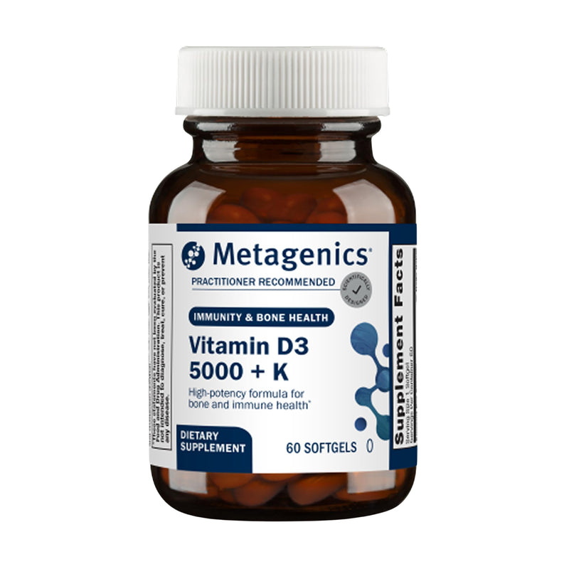 Metagenics Vitamin D3 and Vitamin K2 5,000 IU with MK-7- Vitamin D3 with K2 for Immune Support, Bone & Heart Health-Non-GMO, Gluten-Free-60 Softgels