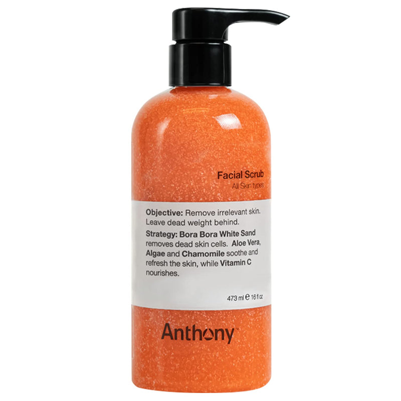 Anthony Facial Scrub, 16 Fl Oz | Exfoliating scrub with aloe, sand, algae, chamomile and vitamin C removes dead skin cells and refreshes skin. 16 Fl Oz (Pack of 1)