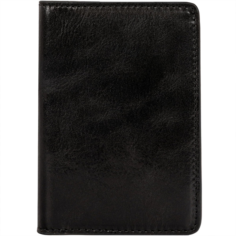 Time Resistance Leather Passport Holder – Full-Grain Leather Travel Wallet - Passport Cover with Card Slots (Black) Black