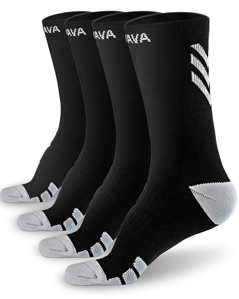[Australia] - DOVAVA Dri-tech Compression Crew Socks (4/6 Pairs), Comfort Boost Circulation Large-X-Large Black (4 Pairs) 