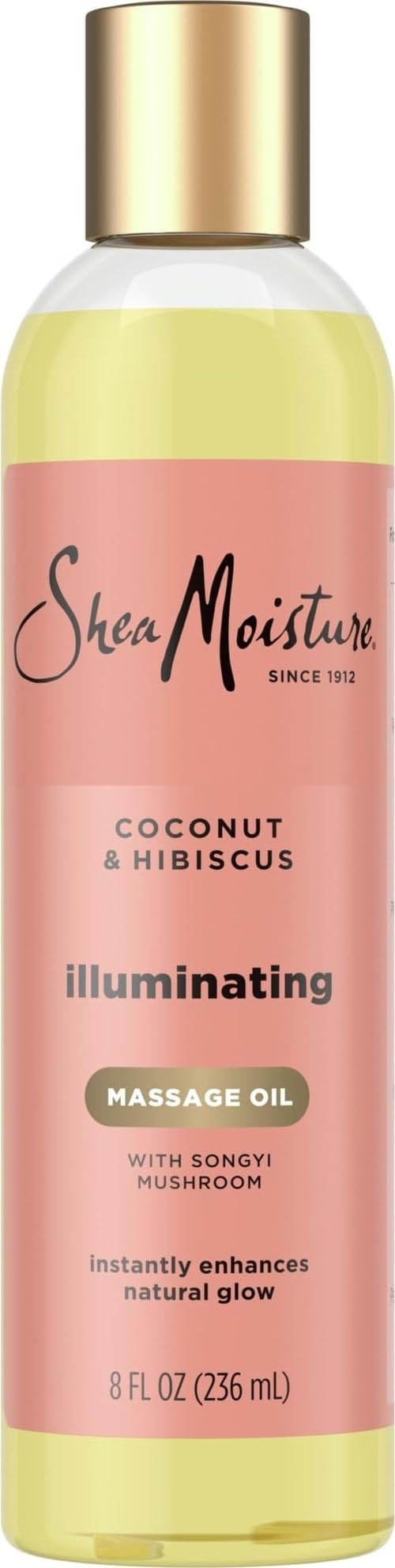 Shea Moisture Coconut & Hibiscus Massage Oil and Body Oil for Dry Skin, Bath Oil with Coconut Oil and Vitamin E Oil for Skin, 8 oz | For Dull Skin. Creates glowing skin.