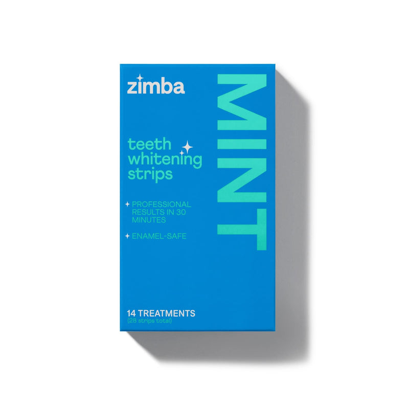 [Australia] - Zimba Teeth Whitening Strips Vegan Whitening Strip Enamel Safe Teeth Whitening Hydrogen Peroxide Teeth Whitener for Coffee, Wine, Tobacco, and Other Stains, 28 Strips (14 Day Treatment), Mint 