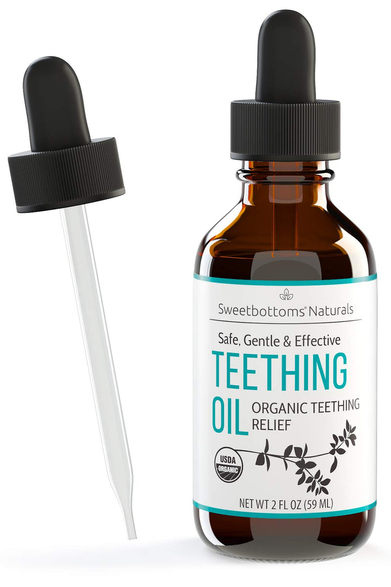 [Australia] - Certified Organic Teething Oil - Ease Teething Discomfort & Sore Gums Quickly & Effectively - Natural Vegan Botanical Ingredients - 2 oz Bottle with Glass Dropper - Baby Teething Relief 