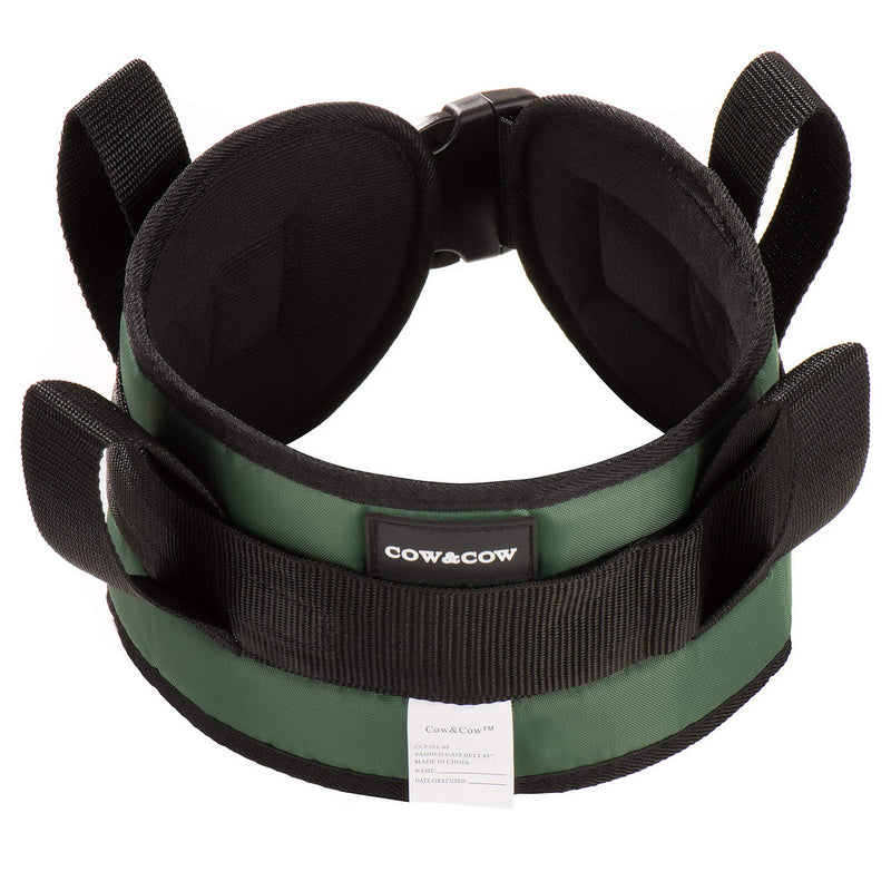 [Australia] - COW&COW Padded Gait Belt with 4 Handles and Quick Release Buckle 5.5 inchs(Green, M/28inches-48inches) Green 48 Inch (Pack of 1) 