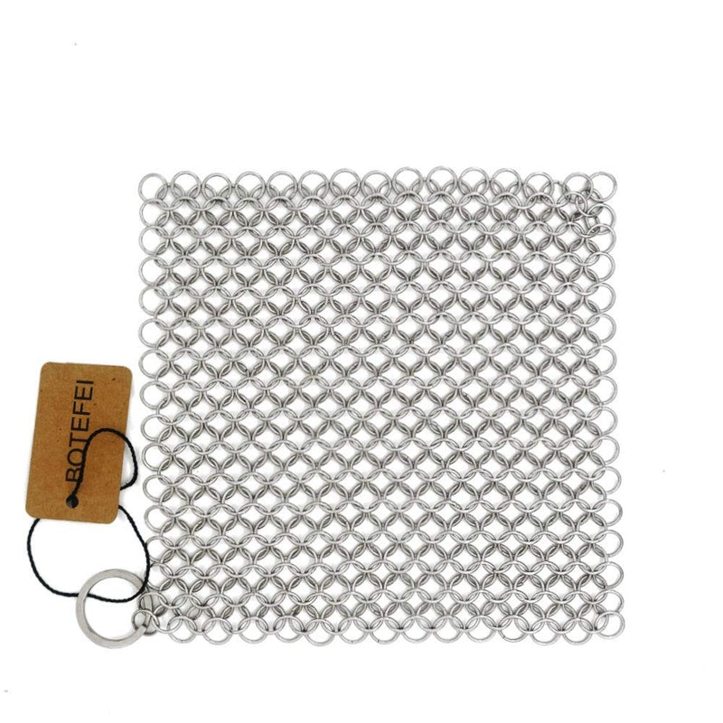 [Australia] - Cast Iron Cleaner 6" x 6.3" Premium 316L Stainless Steel Chainmail Scrubber for Skillet, Wok, Pot, Pan; Pre-Seasoned Pan Dutch Ovens Waffle Iron Pans Scraper Cast Square 