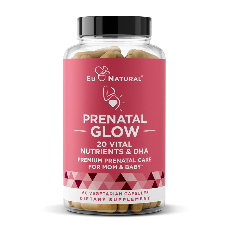 [Australia] - Glow Prenatal Vitamins for Women – 20-in-1 Vital Nutrients for Healthy Pregnancy and Fetal Development – Folic Acid & Vegan DHA For Baby's Growth & A Comfortable Pregnancy – 60 Nourishing Capsules Glow Prenatal (60 Count) 