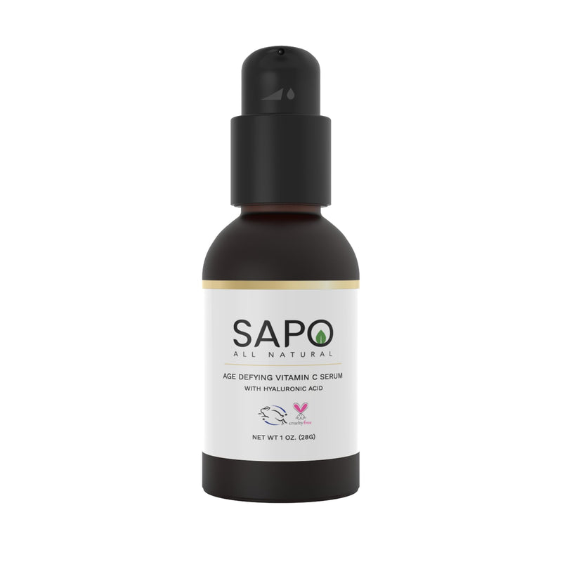 Sapo All Natural Vitamin C Serum for Face with Sodium Ascorbyl Phosphate, Hyaluronic Acid & Chamomile, Lightweight Fast-Absorbing Facial Serum for Bright-Looking Skin, 1 oz