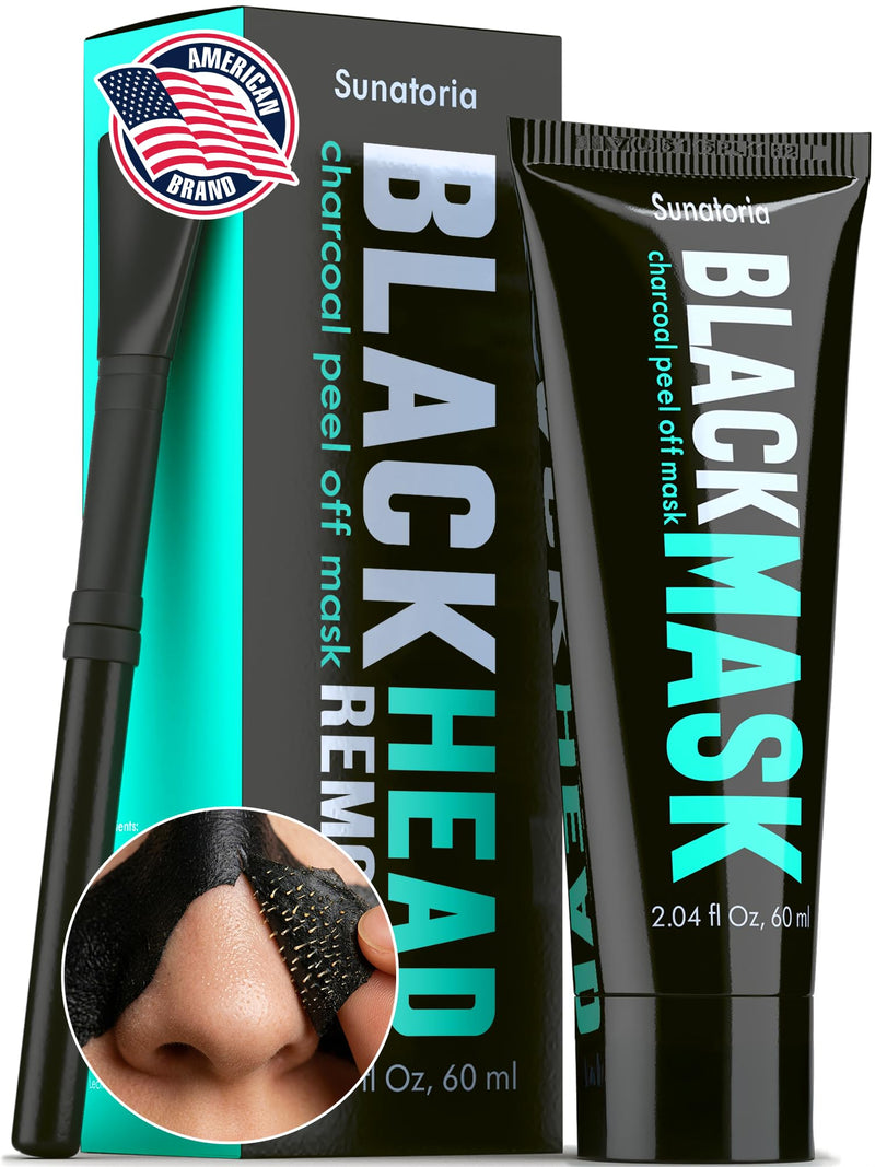 SUNATORIA Original Black Peel Off Face Mask – Charcoal Pore Mask – Helps Remove Excess Oil & Lift Away Surface Impurities – Botanical Extracts & Vitamins A, E, B5 – 2.04 fl oz Turquoise