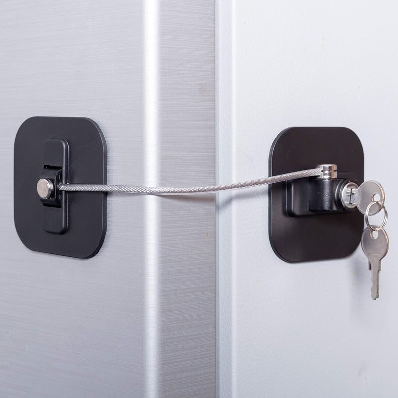 [Australia] - Refrigerator Lock,Fridge Lock with Keys,Freezer Lock and Refrigerator Lock for Child Proof,1Pack Black Fridge Lock 
