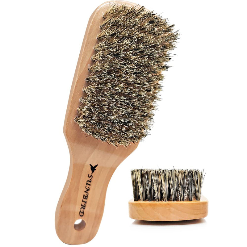 [Australia] - Beard Brush for Men with 100% Natural Bristles - Thick Facial Hair Styling Tool & Blow Dry Brush, Wooden Handle Grooming Kit for Daily Care, Detangling & Itch Relief | Mens Beard Care Gift Set 52A BRUSH 