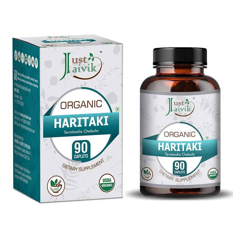 [Australia] - Just Jaivik Organic Haritaki (Terminalia Chebula) Tablets As Dietary Supplements - 750mg (90 Tablets) | Detoxification & Rejuvenation for Vata 