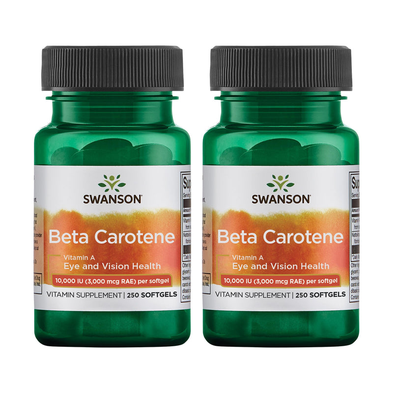 [Australia] - Swanson Beta-Carotene - Vitamin A Supplement Promoting Immune Health, Eye & Skin Health - Natural Wellness Formula - (250 Softgels, 3000mcg Each) (2 Pack) 